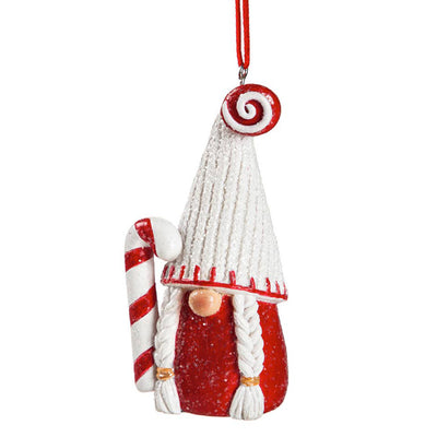 Candy Cane Gnome Ornament - Girl with braids