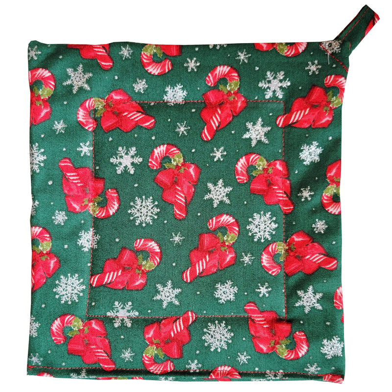 Potholder Square - Candy Canes and Snowflakes