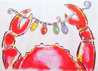 Red Crab & Light String Greeting Card
