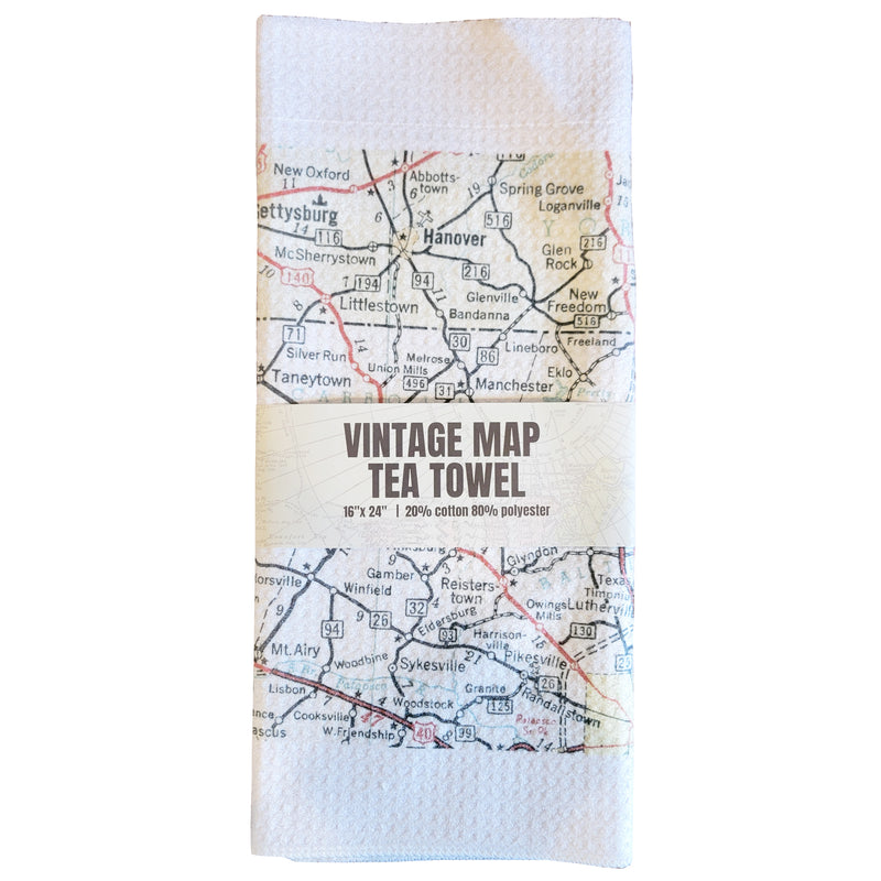 Carroll County Roads Map Kitchen Towel - Front Panel