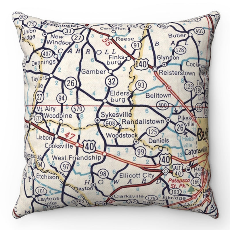 Sykesville / Eldersburg Carroll County Map Pillow