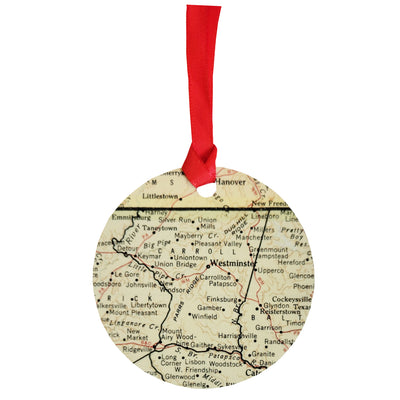 Carroll County Vintage Map Ornament