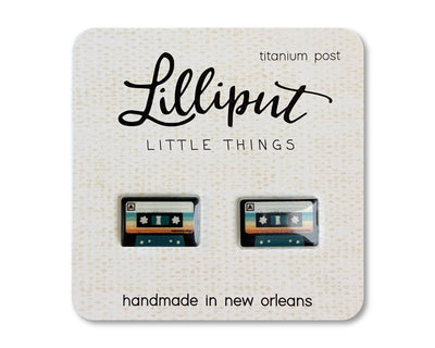 Retro Cassette Mix Tape Lilliput Earrings