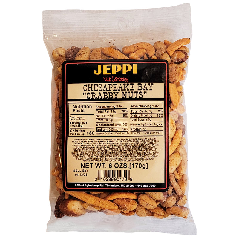 jeppi chesapeake bay crabby nuts mix 6 oz. bag