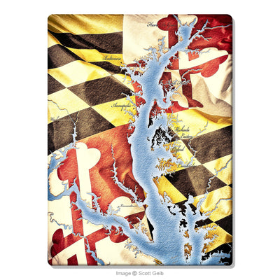 Chesapeake Bay Map & Maryland Flag Glass Cutting Board