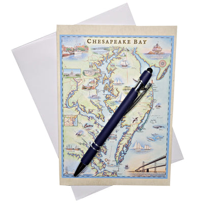 Chesapeake Bay Map Note Card Scene