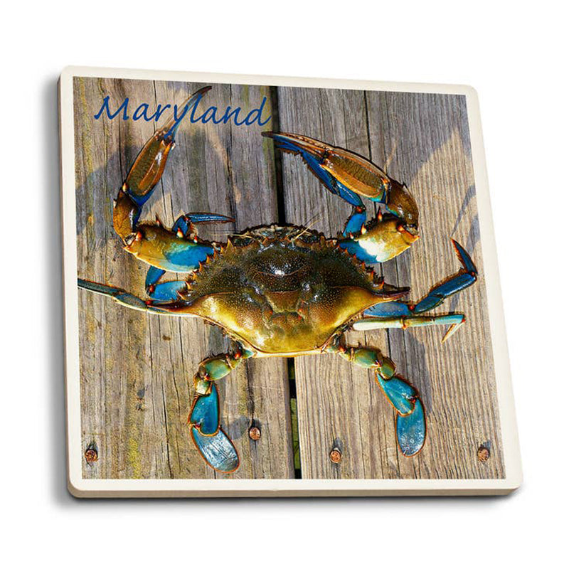 Blue Crab Ceramic Square Coaster