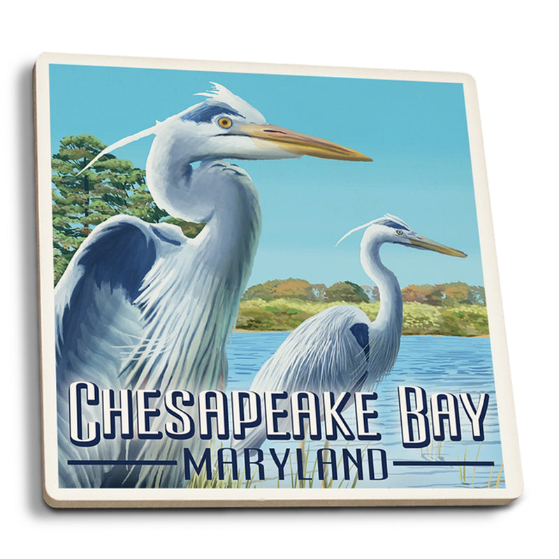 Chesapeake Bay Herons Coaster Ceramic Square