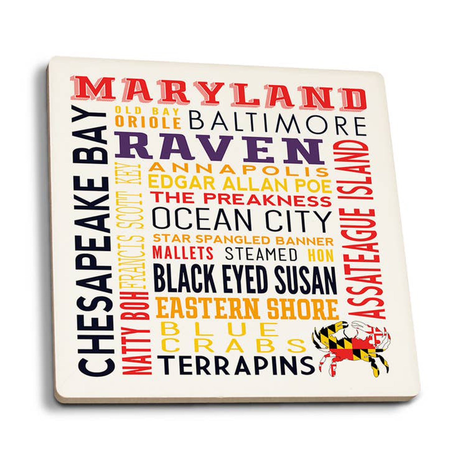 Maryland Words Ceramic Square Coaster