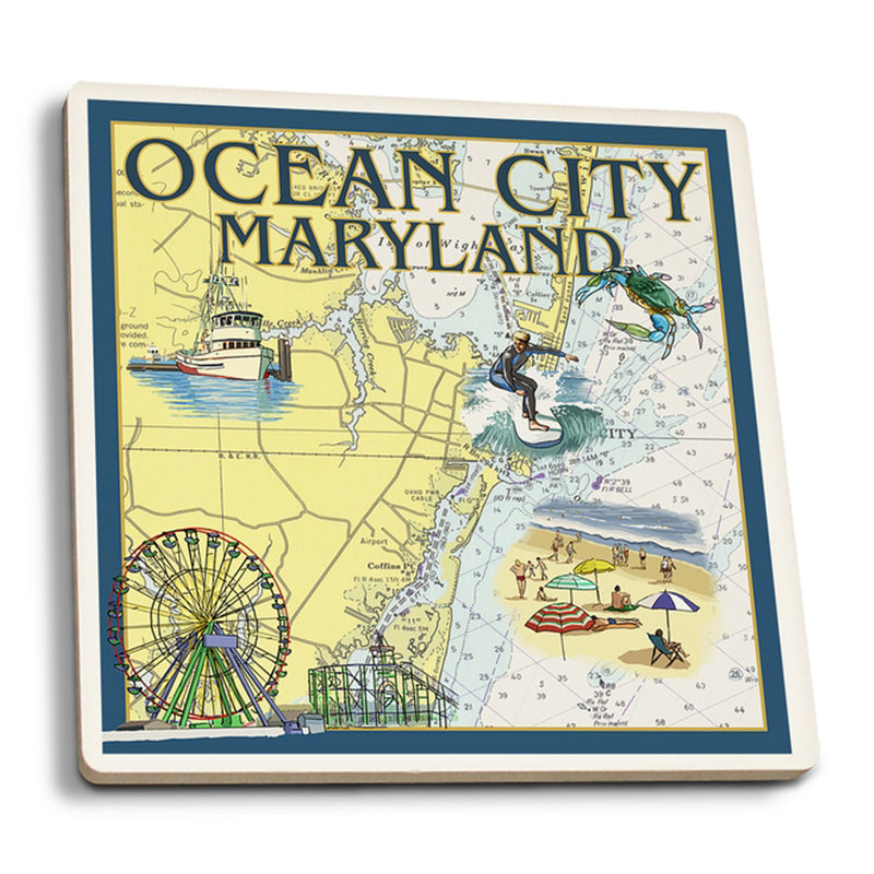 Ocean City Maryland Coaster Ceramic Square