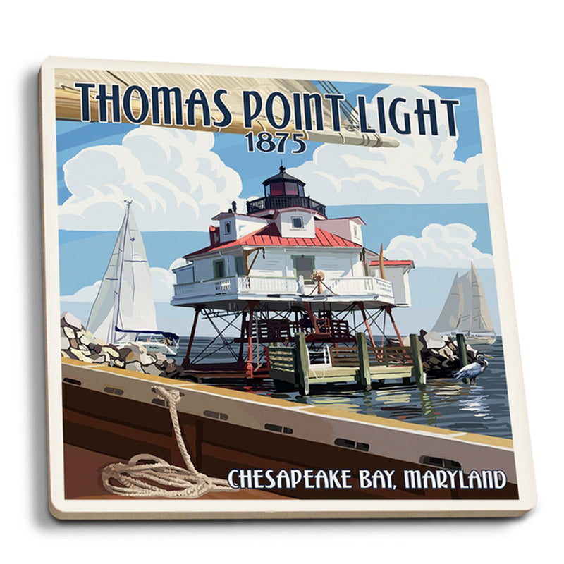 Thomas Point Light Coaster Ceramic Square