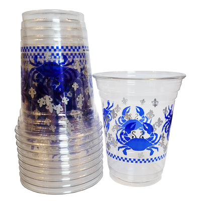 Blue Crab Disposable Clear Plastic Cups