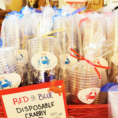 Red or Blue Crab Disposable Clear Plastic Cups Scene