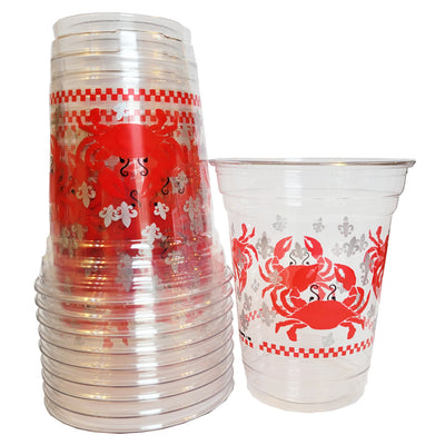 Red Crab Disposable Clear Plastic Cups