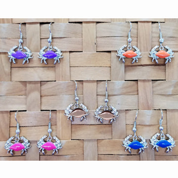 Crab Dangle Earrings - 5 Colors to Choose From