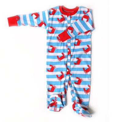 Crab Stripes Baby Footie Pajamas