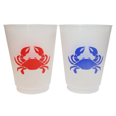 Red or Blue Crab Reusable Frost Flex Plastic Cups