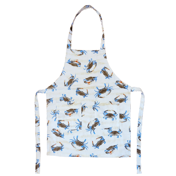 Natural Blue Crab Apron Full - Cream Background