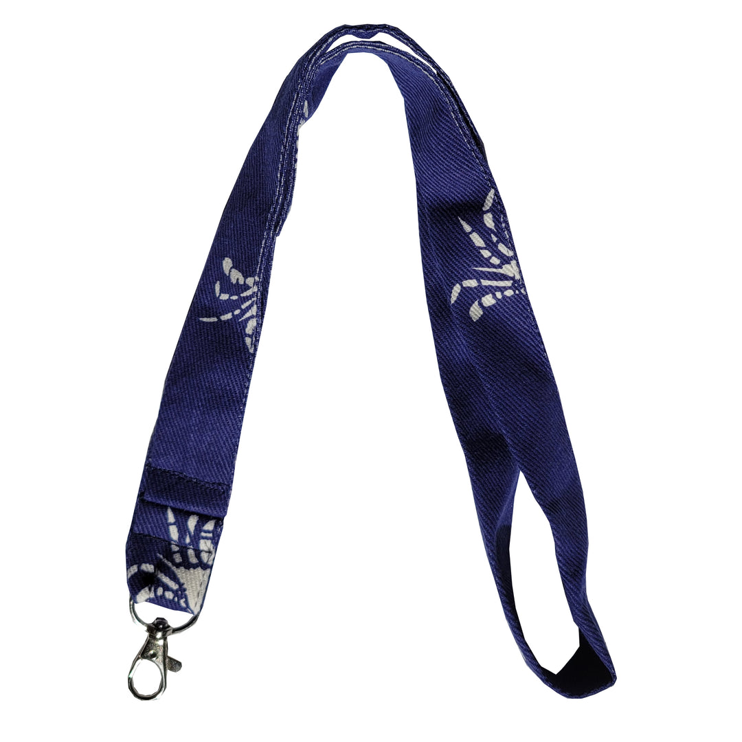 Navy &amp; White Crabs Lanyard
