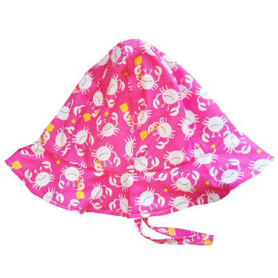 Baby Sun Hat - Crab on Pink Background