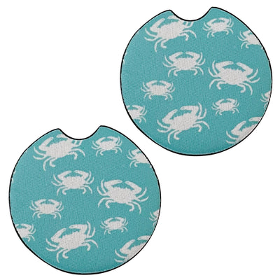 Crab Turquoise Car Coasters Set of 2