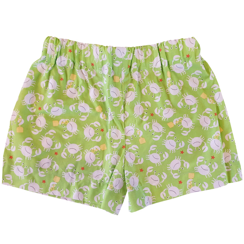 Toddler Shorts - Crabs on Lime Green Background