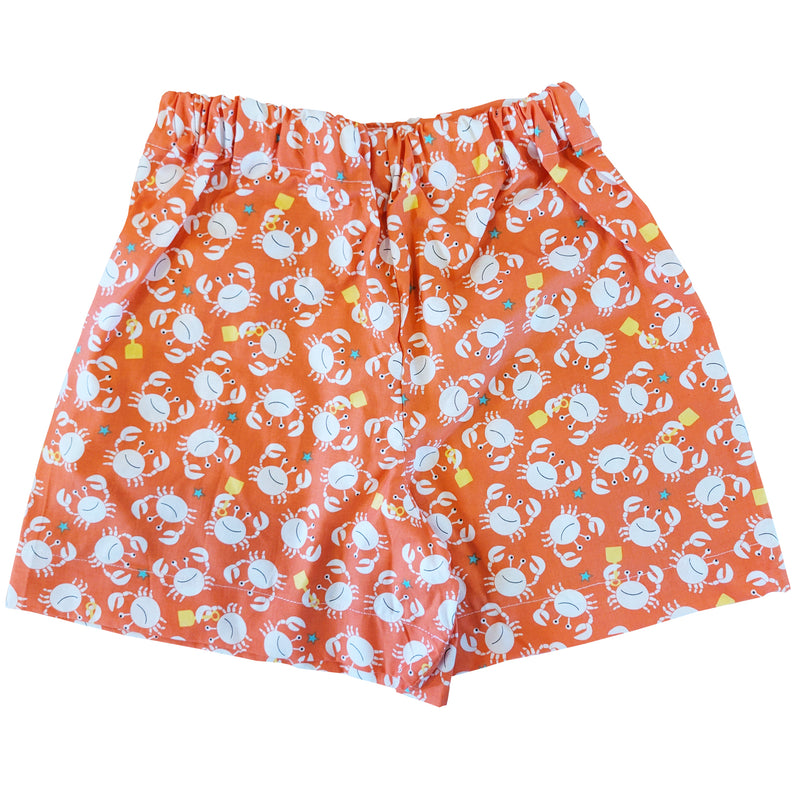 Toddler Shorts - Crabs on Orange Background