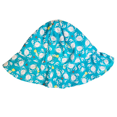 Baby Sun Hat - Crab on Turquoise Background