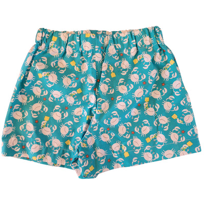 Toddler Shorts - Crabs on Turquoise Background