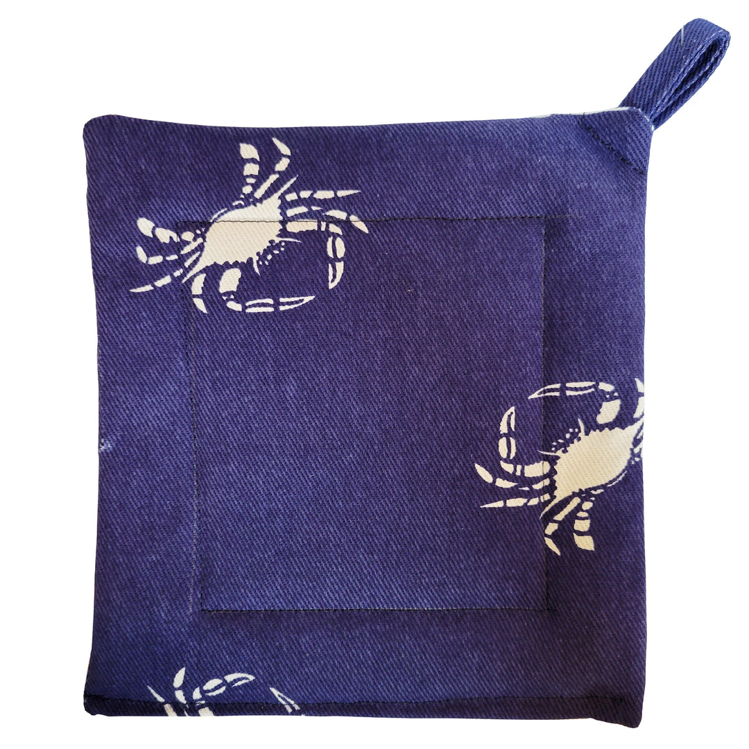 Potholder Square - Navy w/White Crabs