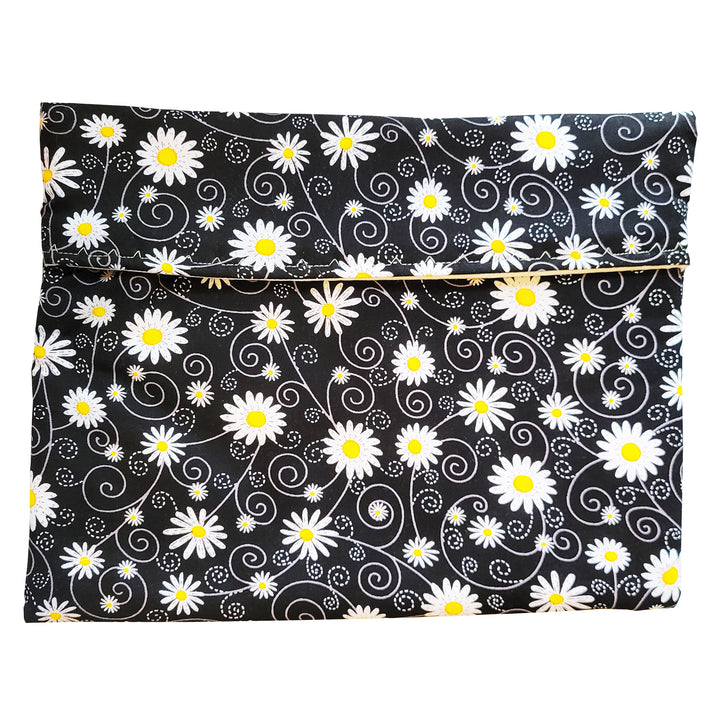 Microwave Potato Pouch - Daisy Swirls on Black Background