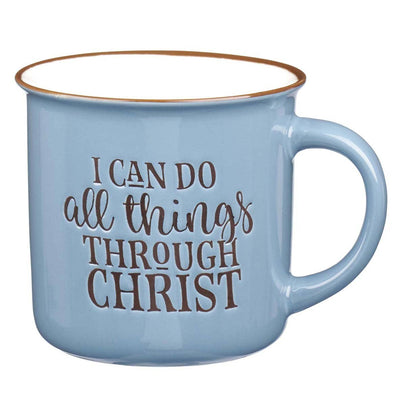 I Can Do All Things Through Christ Blue Camp Style Coffee Mug