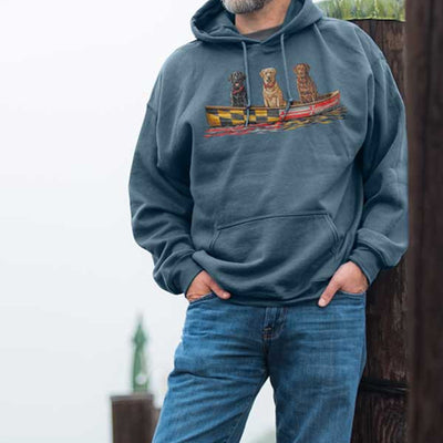 Maryland Flag Canoe Dogs Hoodie Sweatshirt Model
