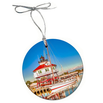 Drum Point Lighthouse Glass Ornament