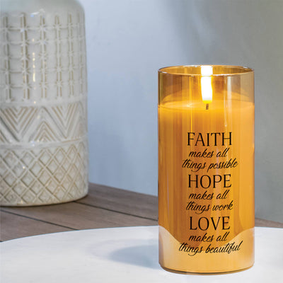 Faith Makes All Things Possible LED Candle 6" Scene