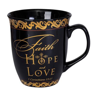 Faith Hope Love Black Coffee Mug