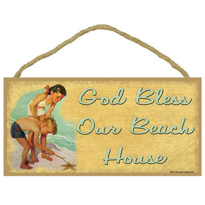 God Bless Our Beach House Wood Sign