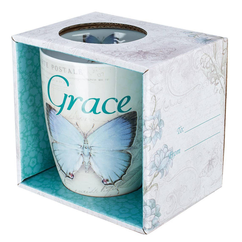 By Grace You Have Been Saved Butterfly Coffee Mug (box)