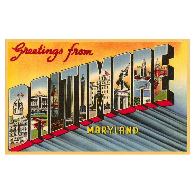 Greetings from Baltimore Maryland Vintage Postcard Style Magnet