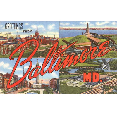 Postcard Vintage Style - Greetings From Baltimore Scenes (close up)