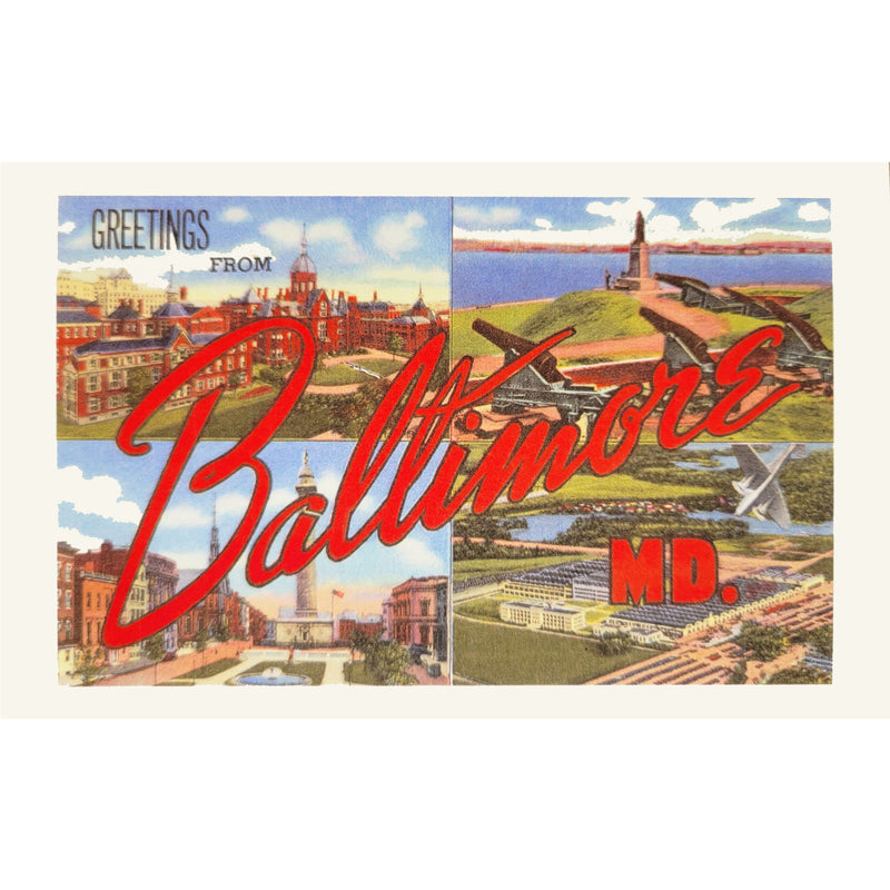 Postcard Vintage Style - Greetings From Baltimore Scenes
