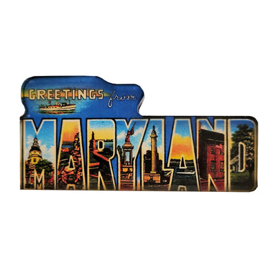 Greetings From Maryland Vintage Postcard Acrylic Magnet