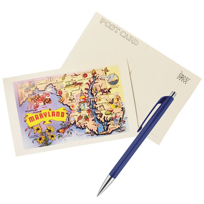 Postcard Vintage Style - Greetings From Maryland Map Scene