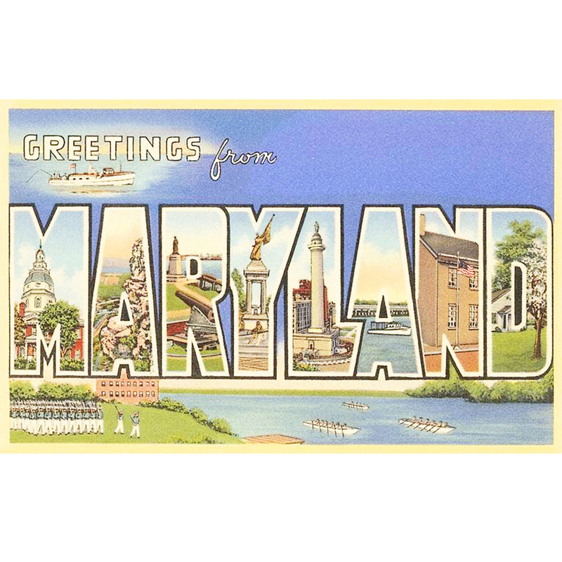 Postcard Vintage Style - Greetings From Maryland (close up)