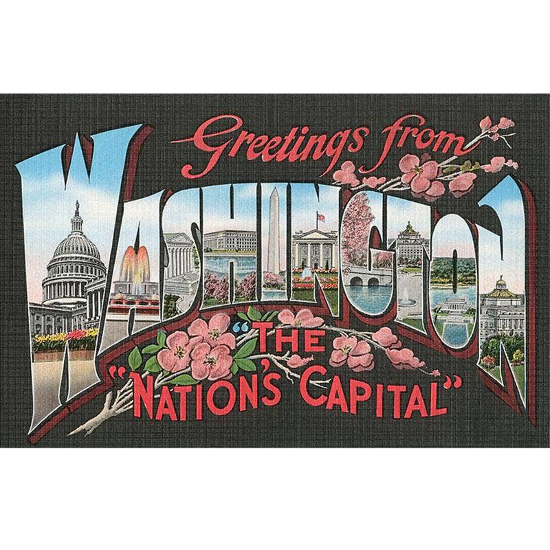 Postcard Vintage Style - Greetings From Washington DC Arched (close up)