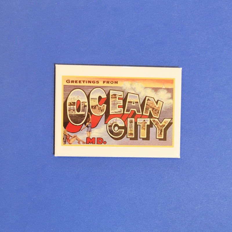 Greetings from Ocean City MD Vintage Postcard Style Magnet