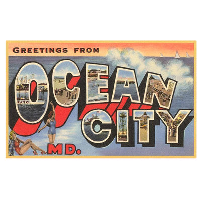 Greetings from Ocean City MD Vintage Postcard Style Magnet