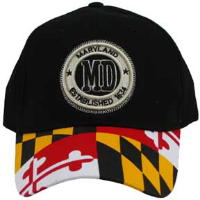 Maryland Flag Hat With MD Stamp - Black