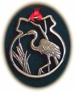 Pewter Heron Ornament