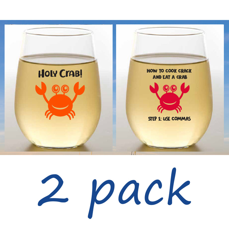 Shatterproof Stemless Wine Set of 2 - Holy Crab! / How To Cook Crack And Eat A Crab Step 1: Use Commas
